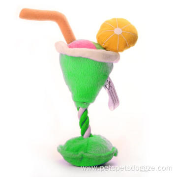 Eco-friendly Ice-cream Cup Shape Plush Dog Chew Toy